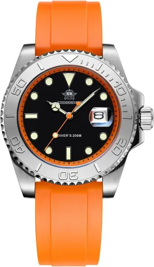 ADDIESDIVE 41MM Mens Watch Quartz Analog BGM9 Luminous 200M Waterproof Watches for Men Rotatable Bezel Easy to Read Dial with Soft and Breathable Rubber Band AD2040