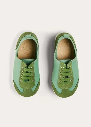 Canvas Lace Up Plimsols in Green (23-35EU)