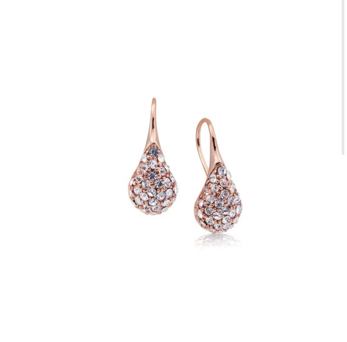 Crystal encrusted tear shaped drop earrings