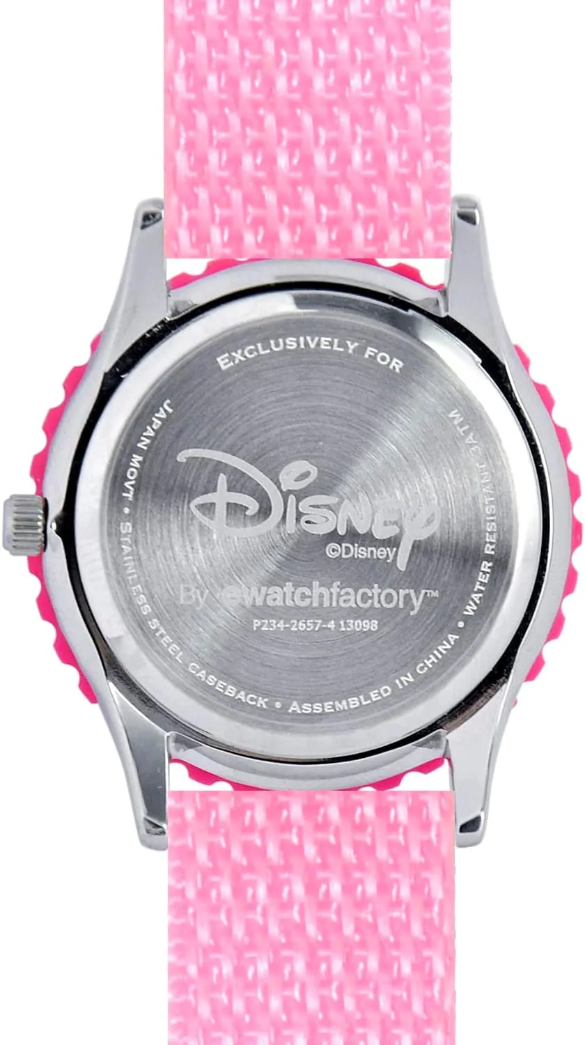 Disney Frozen Kids' Bezel Stainless Steel Time Teacher Analog Nylon Strap Watch