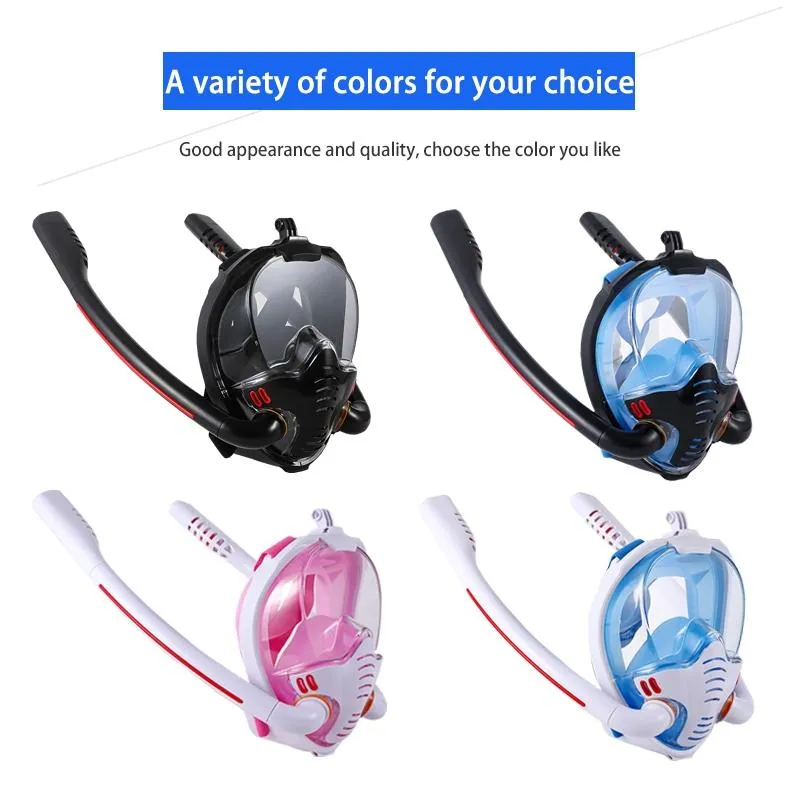 Full Dry Silicone Diving Mask for Adults - Double Tube
