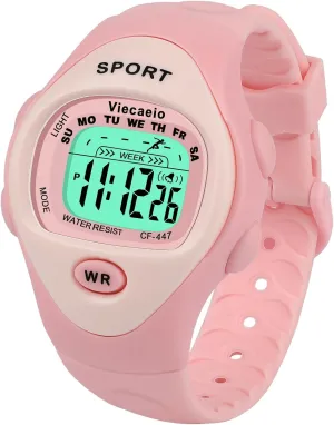 Kids Digital Watch for Grils Waterproof with Stopwatch Alarm Lighting Gift for 3-8 Year Olds with Cute Box Pink