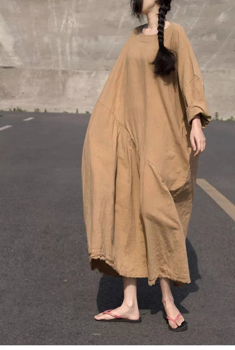 Loose fitting Linen Women Dresses 3/4 Sleeves CH90423