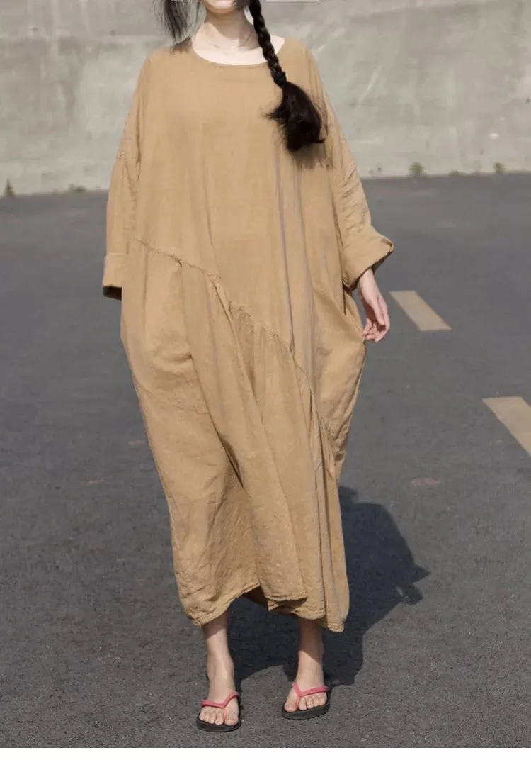 Loose fitting Linen Women Dresses 3/4 Sleeves CH90423