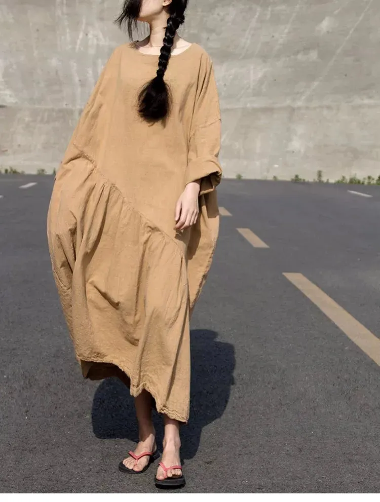 Loose fitting Linen Women Dresses 3/4 Sleeves CH90423