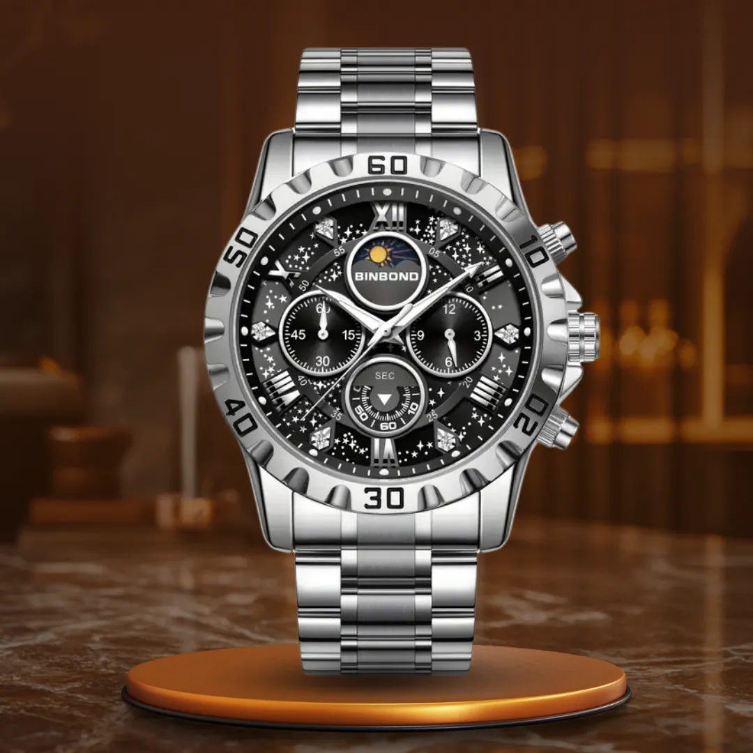 Luxury Chronograph Watch with Metal Strap