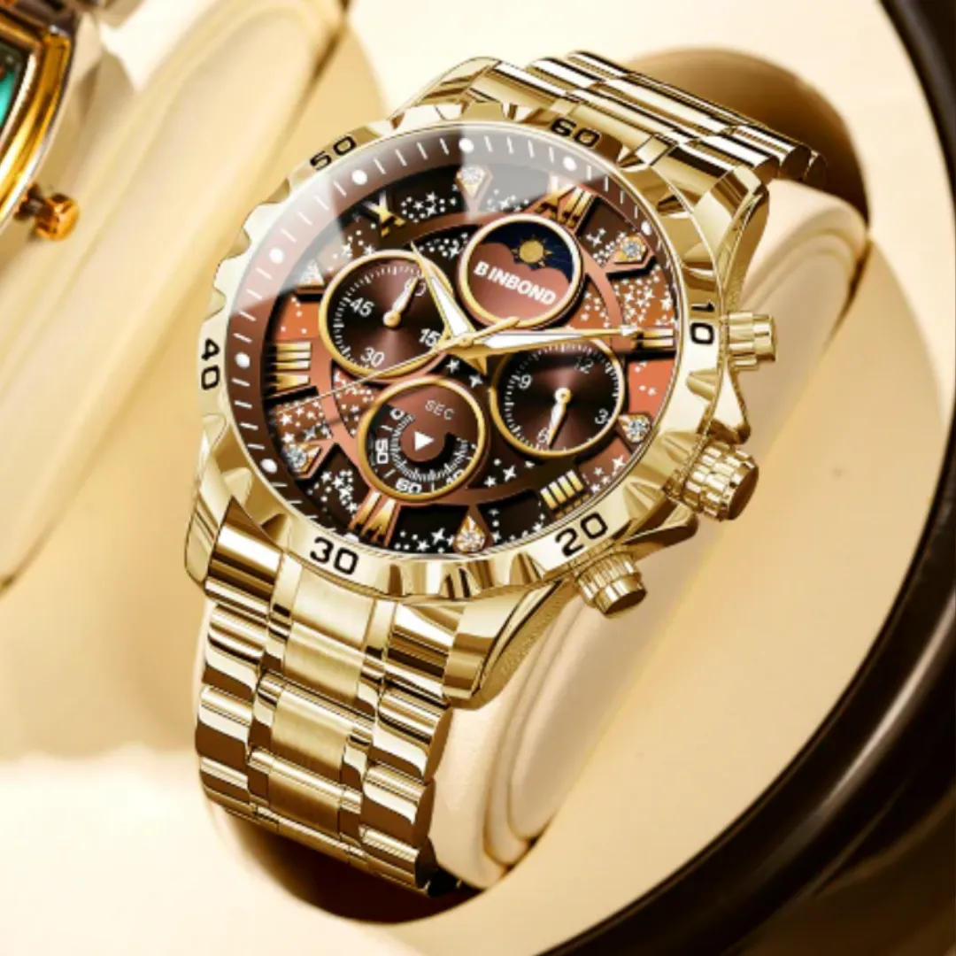 Luxury Chronograph Watch with Metal Strap