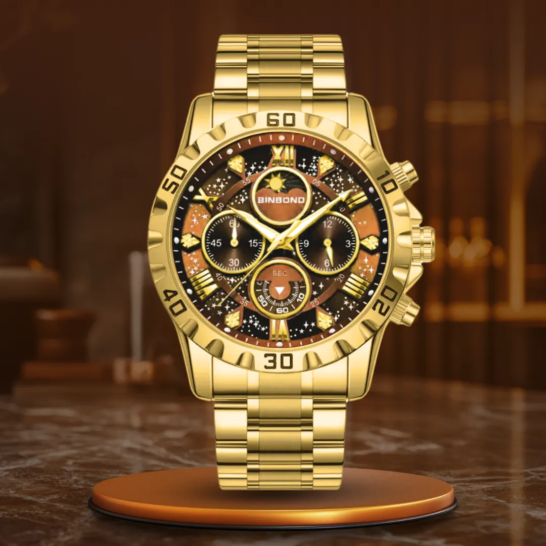 Luxury Chronograph Watch with Metal Strap