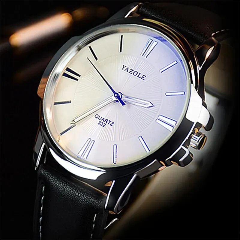 Luxury Watch Made of Blue Glass and Leather