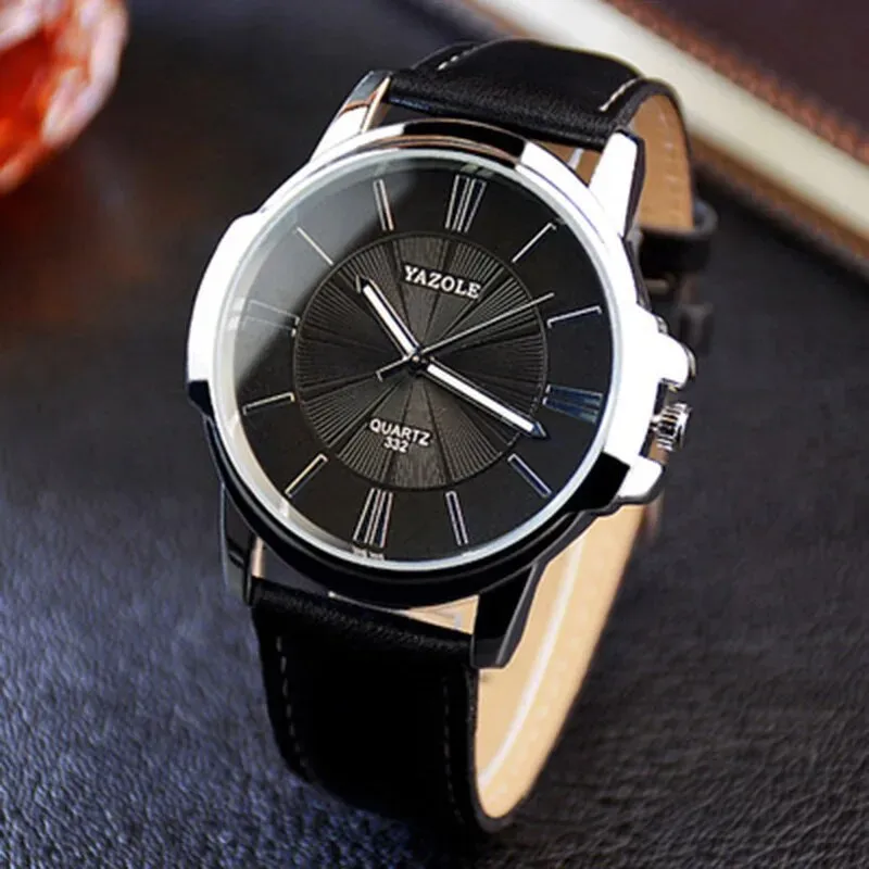 Luxury Watch Made of Blue Glass and Leather