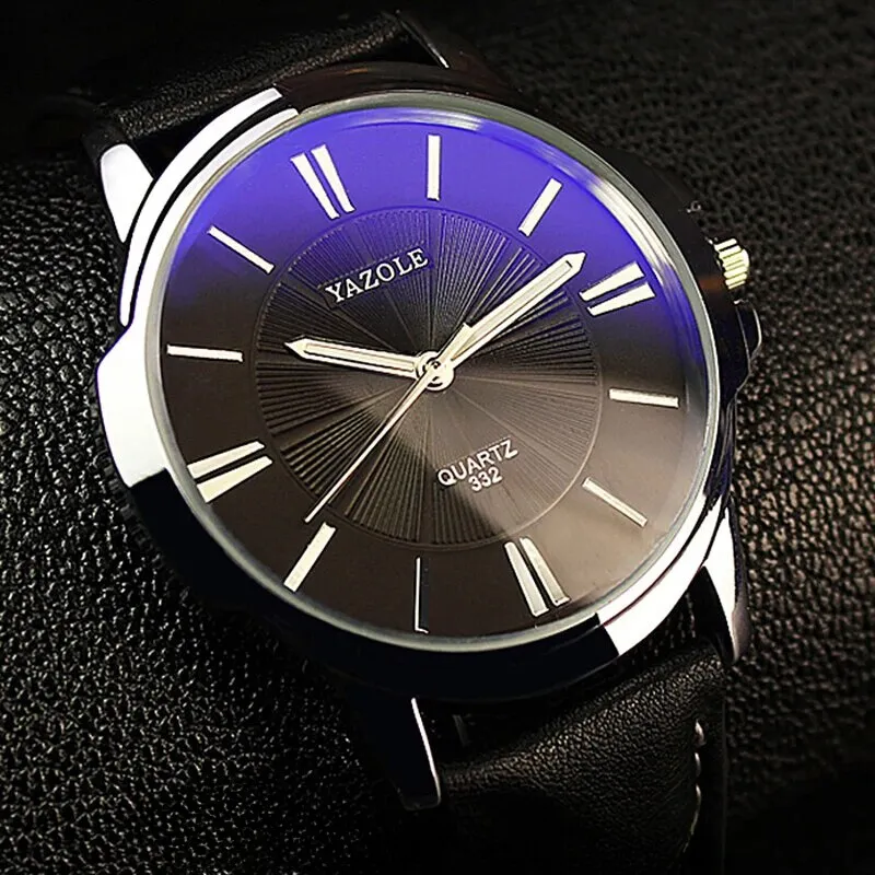 Luxury Watch Made of Blue Glass and Leather