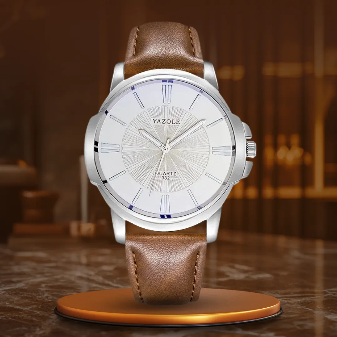 Luxury Watch Made of Blue Glass and Leather