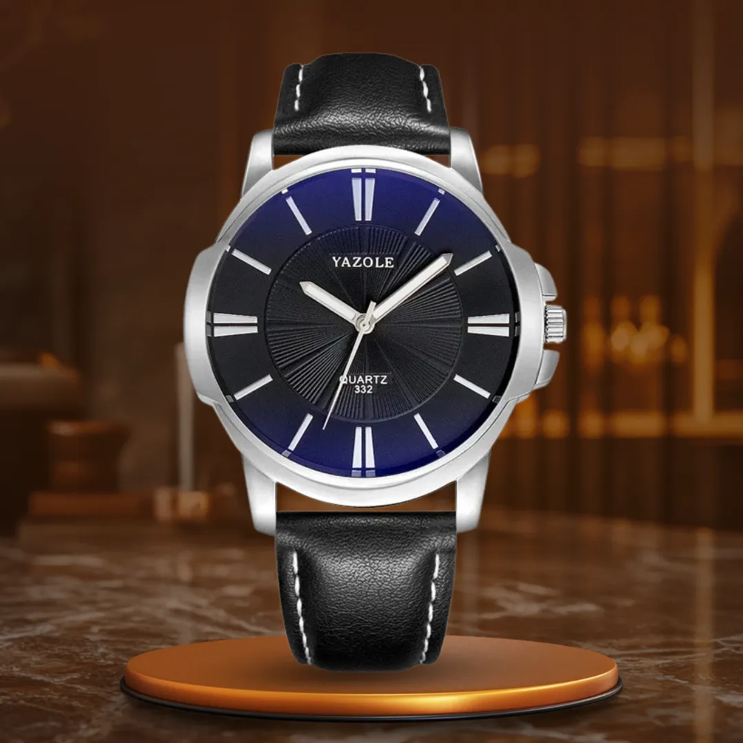 Luxury Watch Made of Blue Glass and Leather