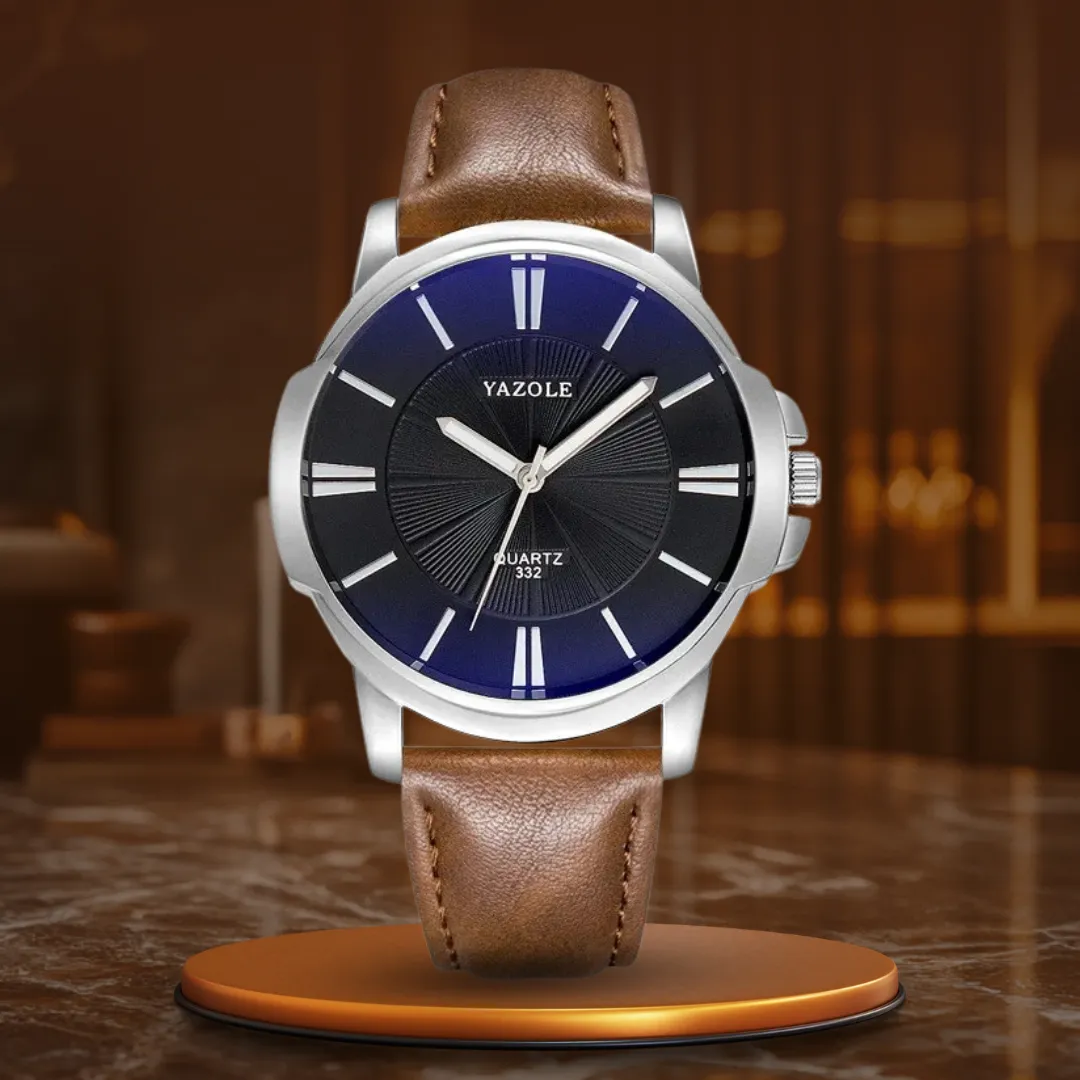 Luxury Watch Made of Blue Glass and Leather