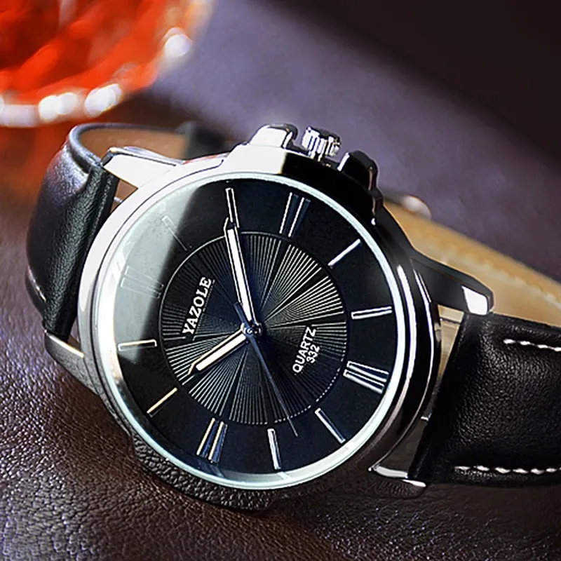 Luxury Watch Made of Blue Glass and Leather