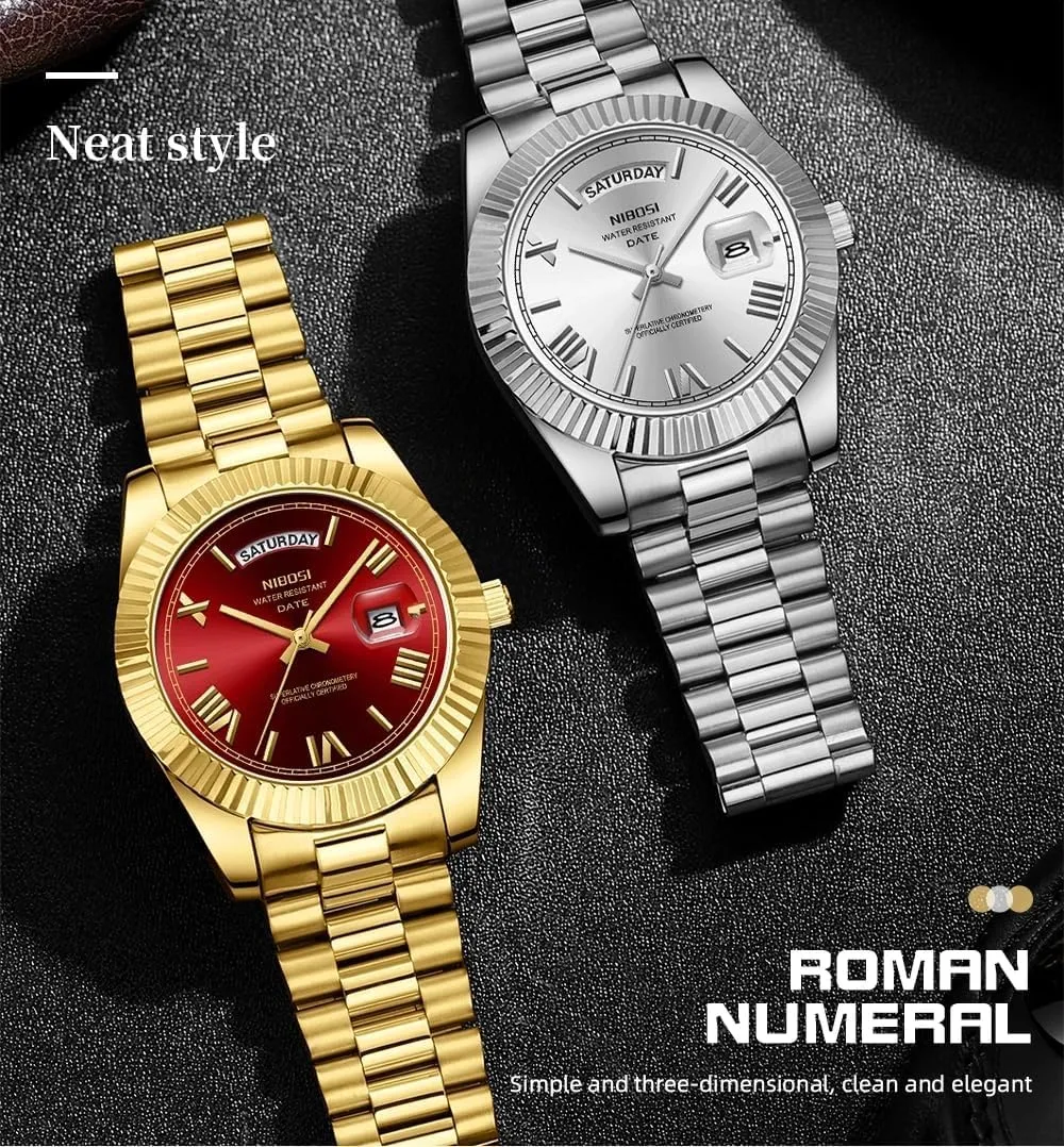 Men Watch Luxury Fashion Quartz Wristwatch Male Stainless Steel Waterproof Calendar Business Watches for Men