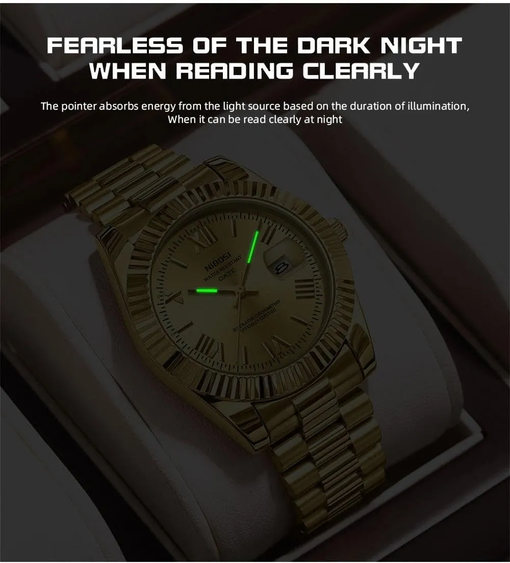 Men Watch Luxury Fashion Quartz Wristwatch Male Stainless Steel Waterproof Calendar Business Watches for Men