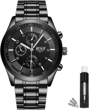 Men's 40mm Analog Watch  Auto Date & Day Display, Stainless Steel Business Wristwatch, Easy to Read, 30M Waterproof, No Chronograph