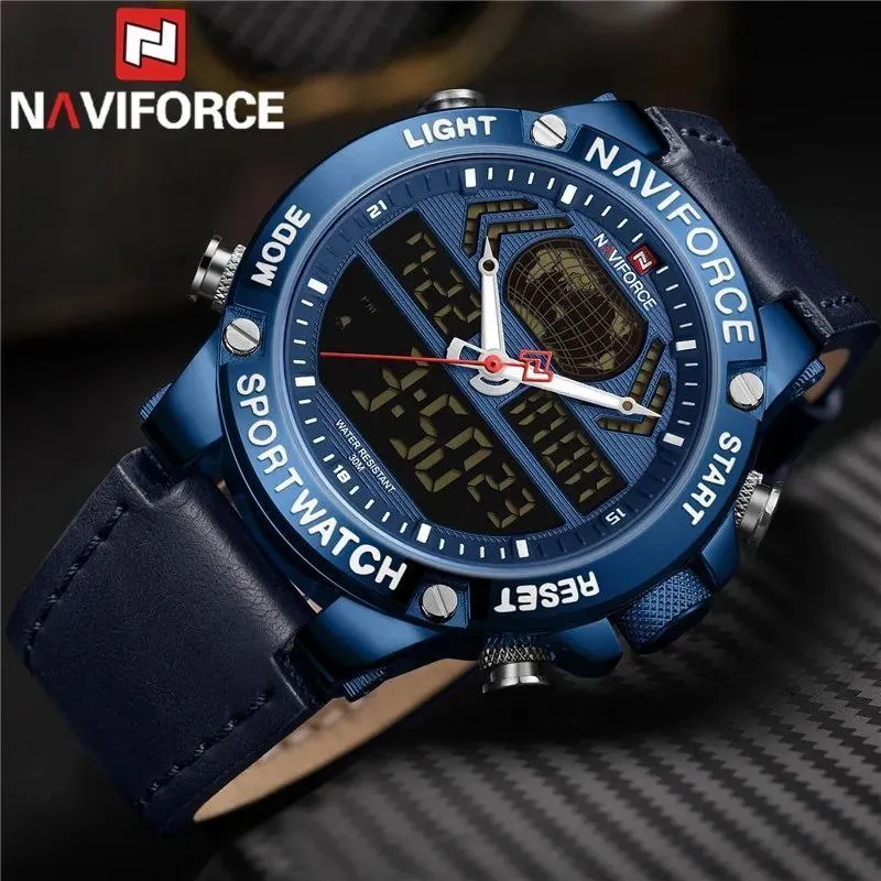 NAVIFORCE Men Fashion LED Military Sports Analog Digital Quartz Watch