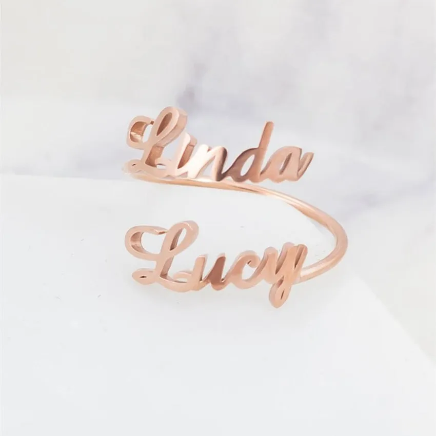 Personalized Double Name Ring