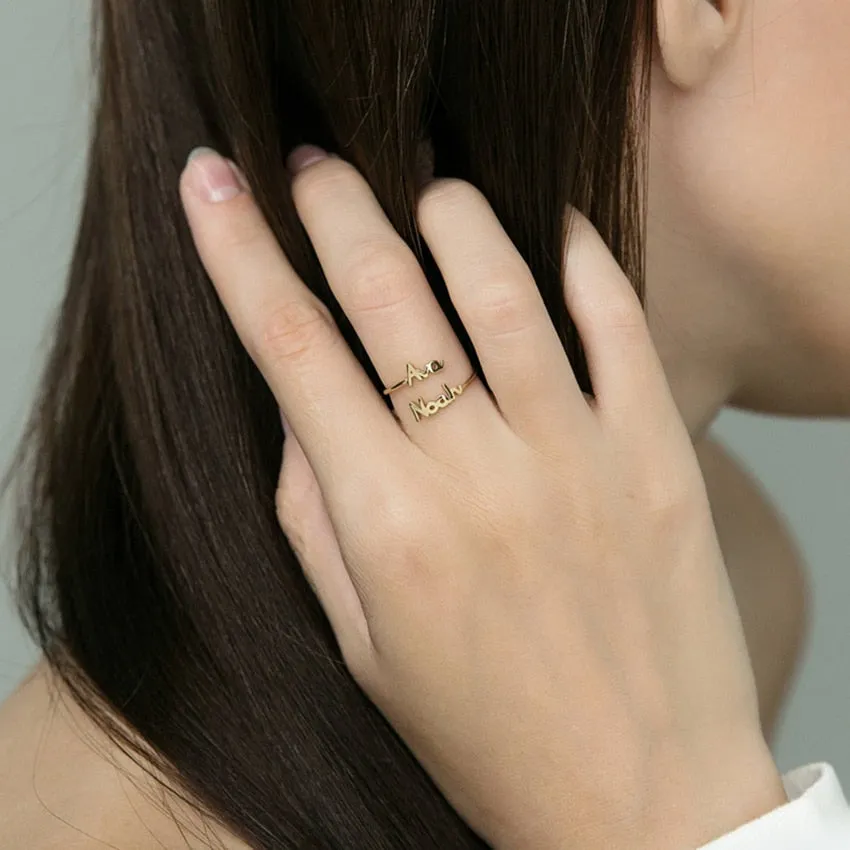 Personalized Double Name Ring