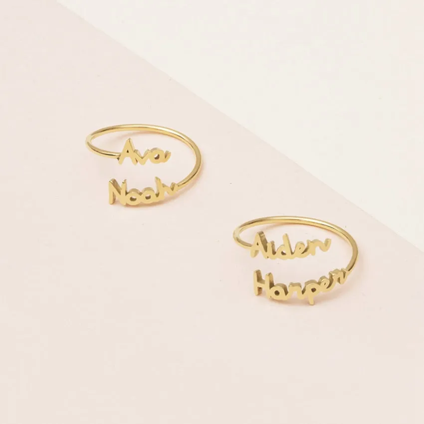 Personalized Double Name Ring